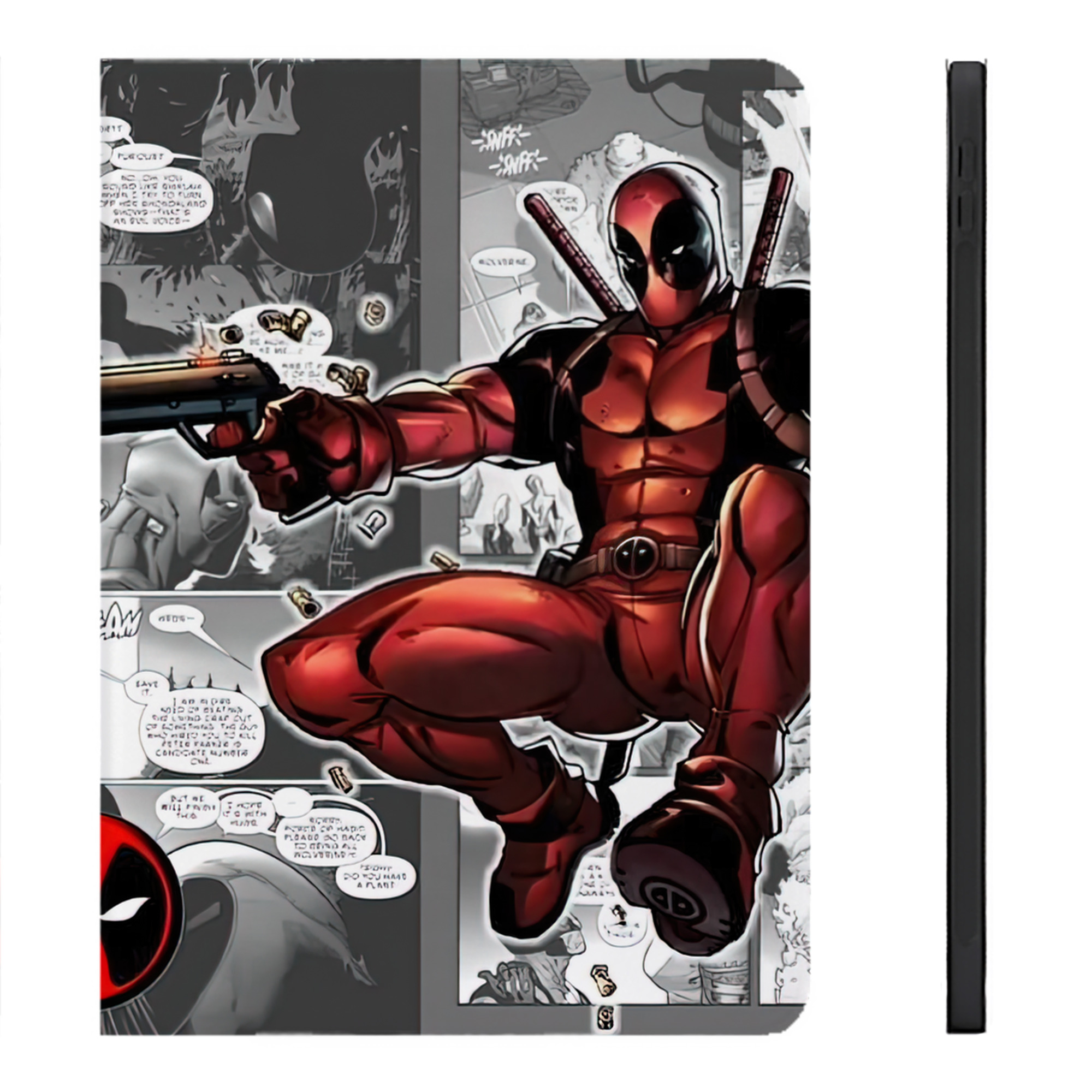 （画像用） Deadpool デッドプール IPadケース ペンホルダー付き ブックスタイルデザイン